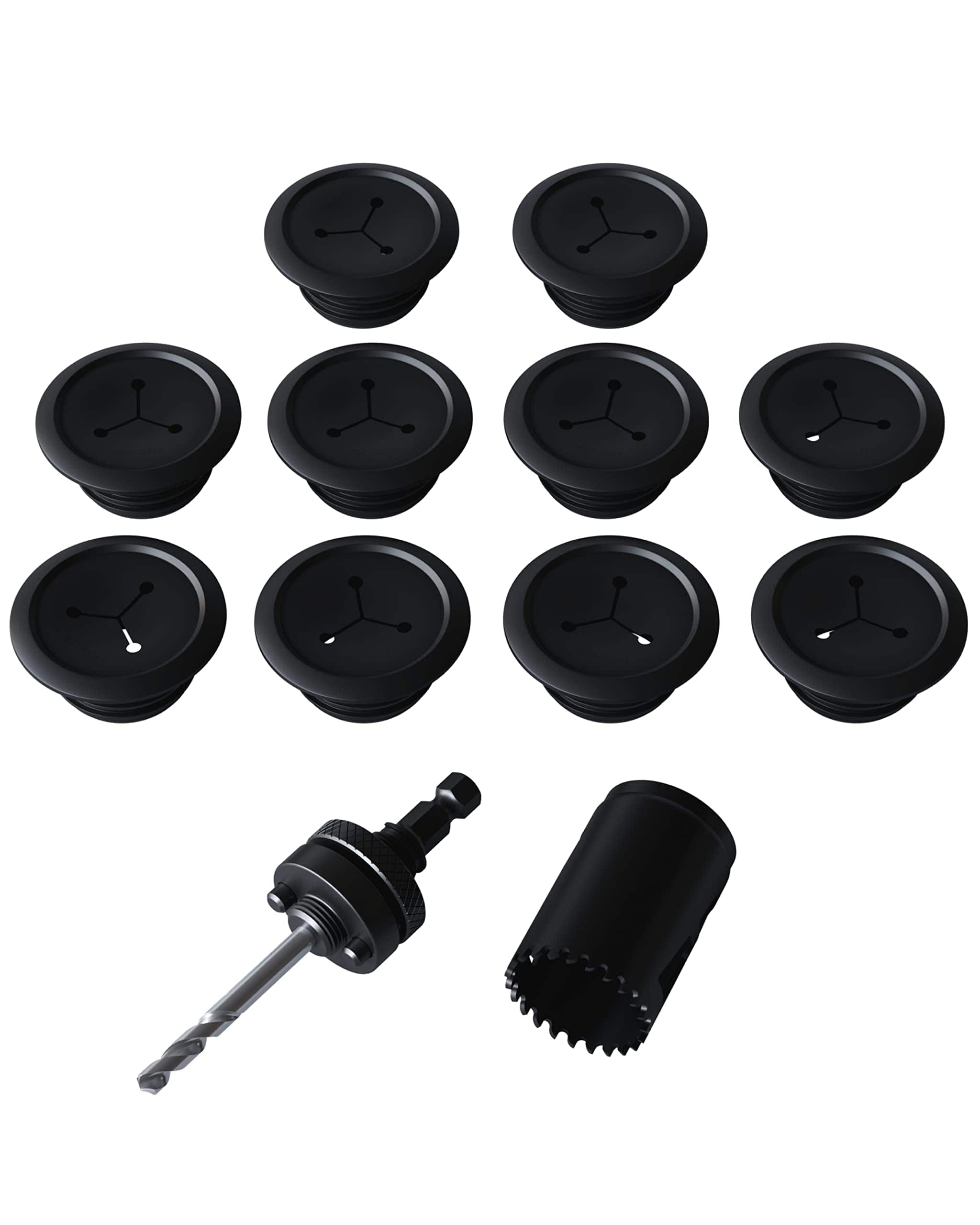 ECHOGEAR - Mini Wall Cord Hiders – Conceals 3 Low Voltage Cables Behind Wall – Great for TVs, Speakers & Desks – 10 Pack - Black