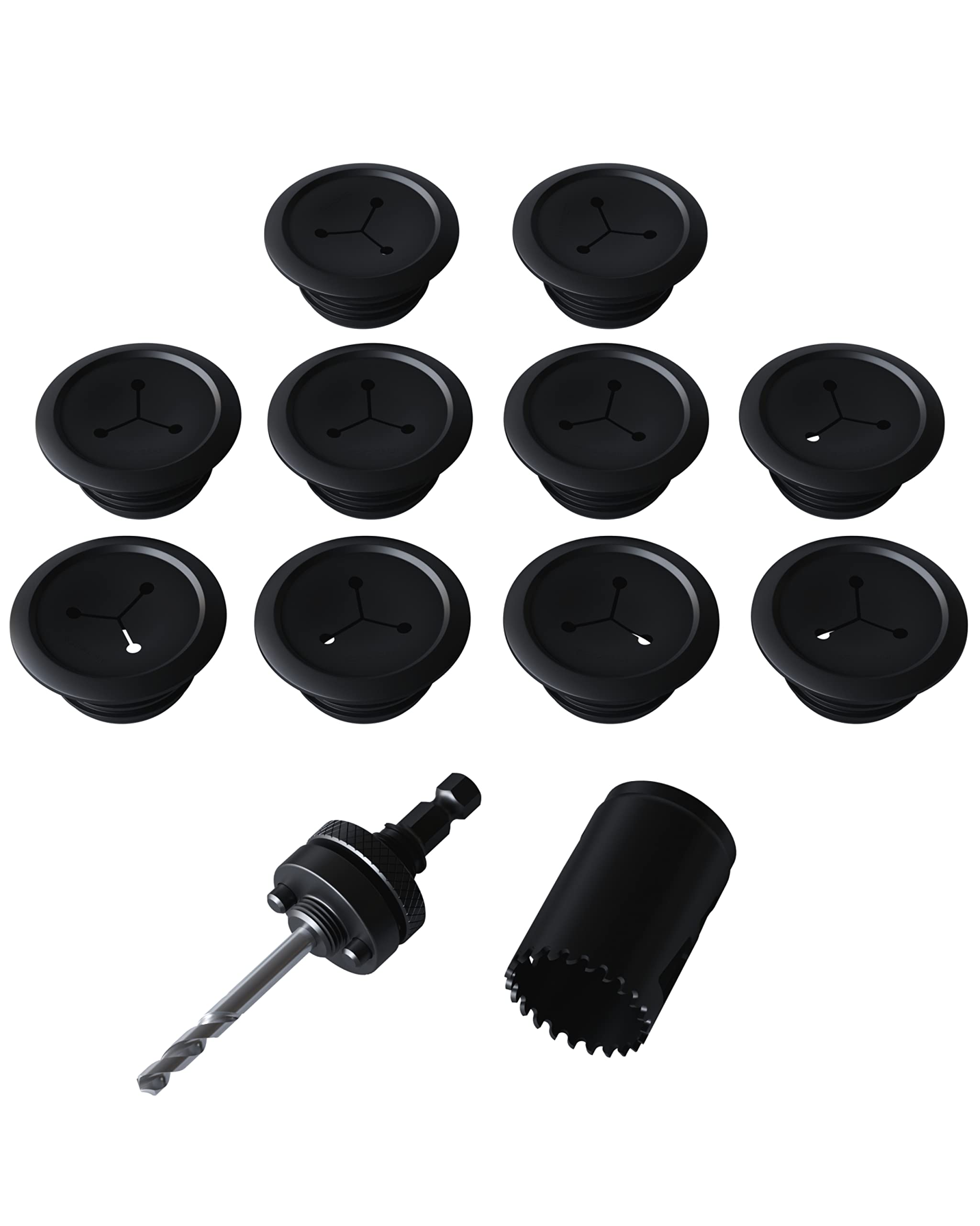 Front. ECHOGEAR - Mini Wall Cord Hiders – Conceals 3 Low Voltage Cables Behind Wall – Great for TVs, Speakers & Desks – 10 Pack - Black.