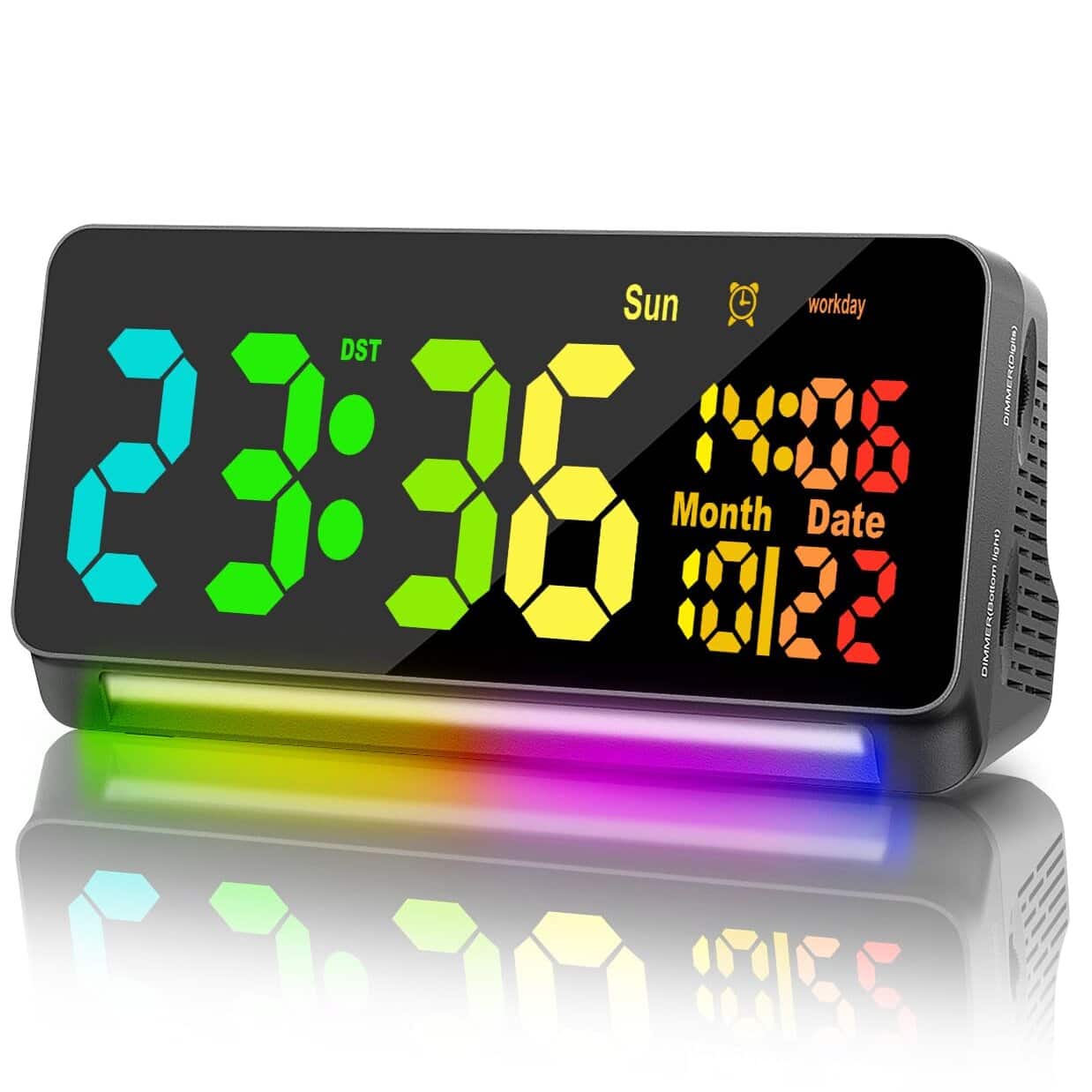 Dazzed Corner - Alarm Clocks for Heavy Sleepers adults , 7 Color Night Light, Dynamic RGB Color - Black