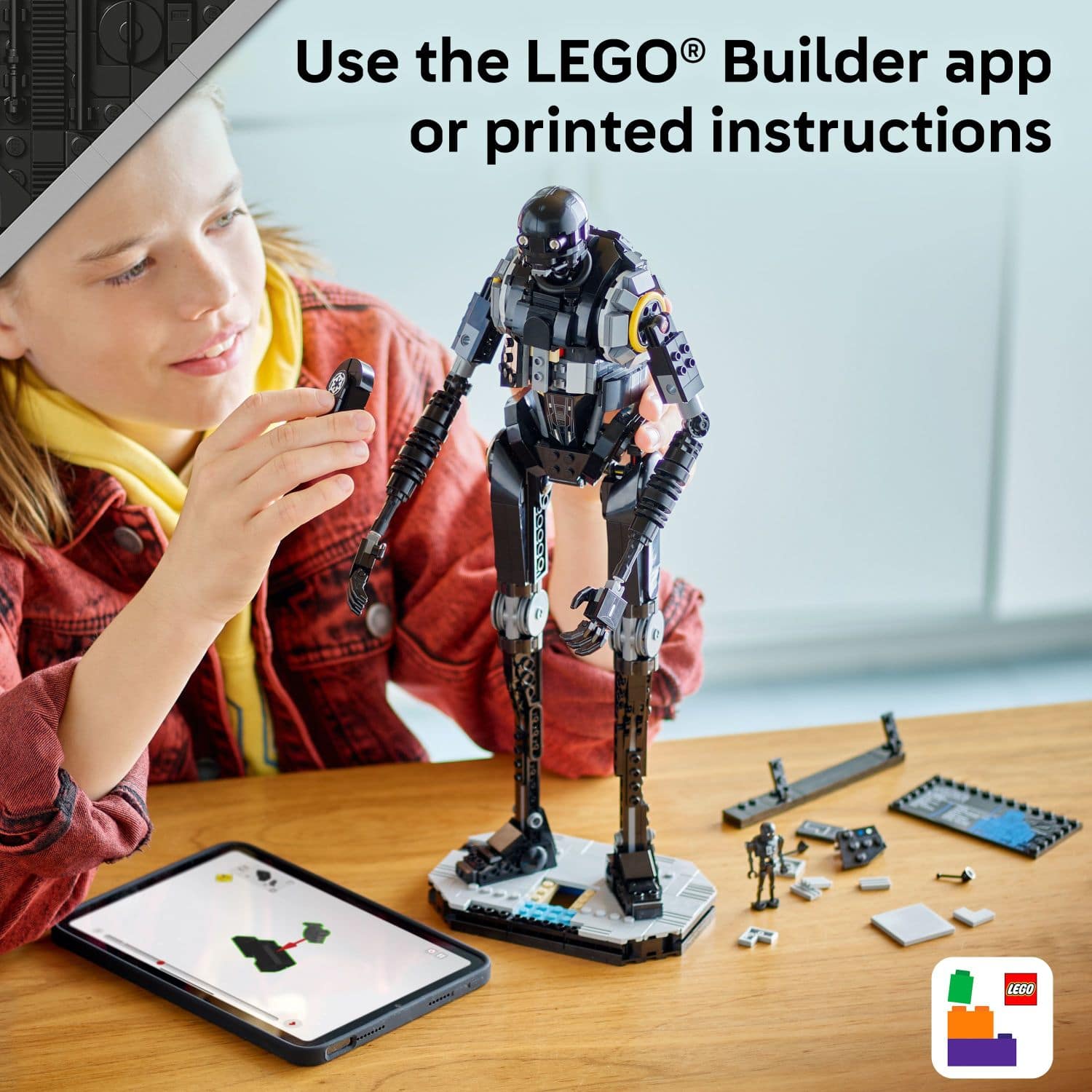 Use the LEGO Builder app or printed instructions