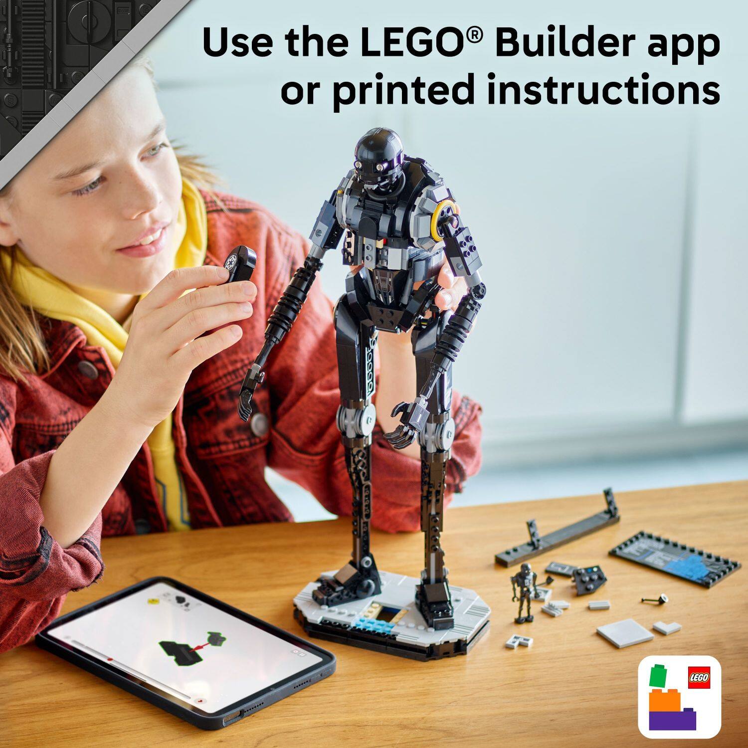 Use the LEGO Builder app or printed instructions