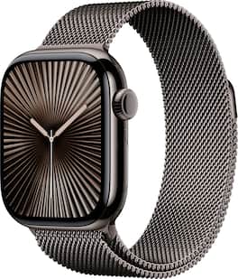Refurbished Excellent - Apple Watch Series 10 (GPS+Cellular) 42mm Titanium Case with Slate Milanese Loop - Slate - (2024)