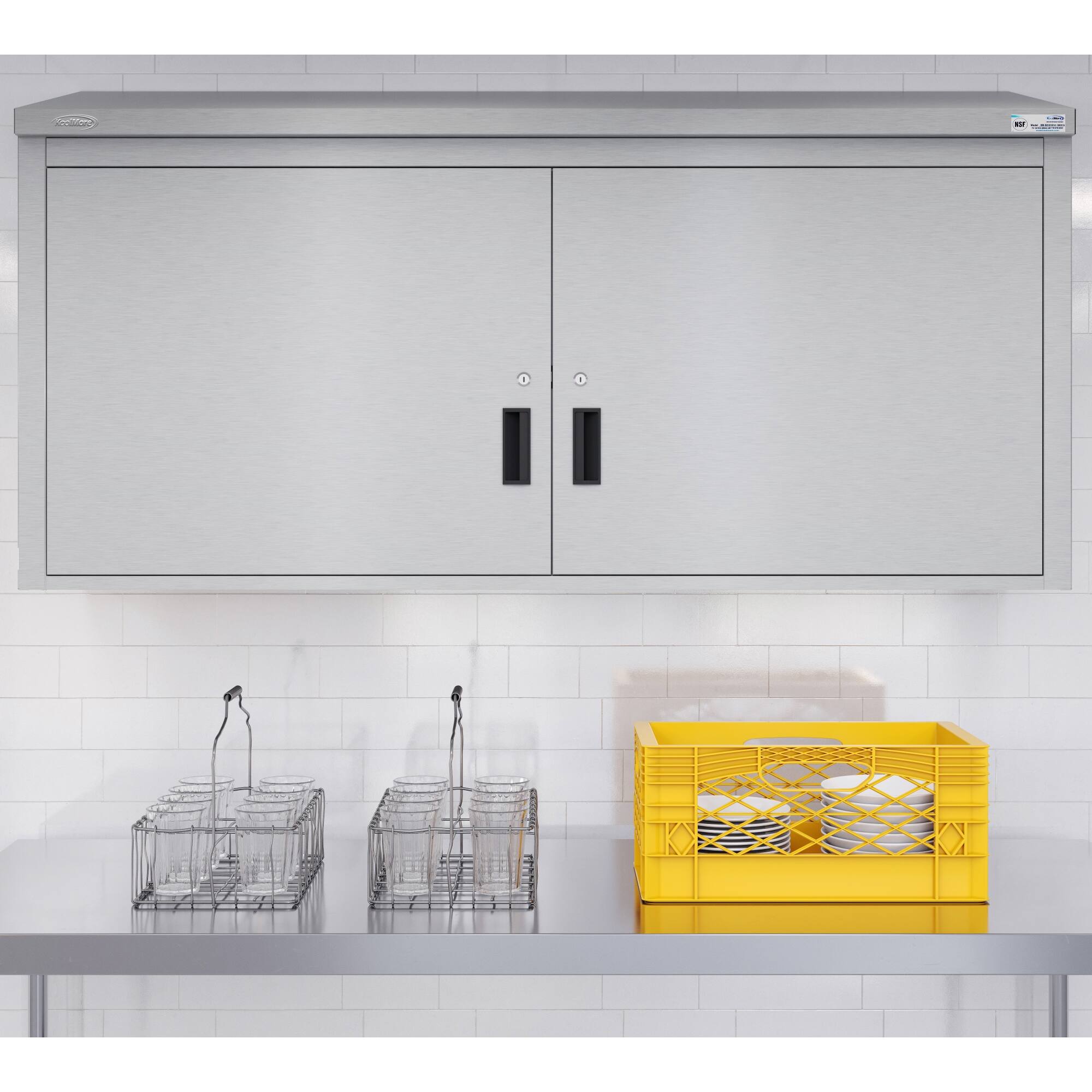 Alt View 1. Koolmore - 60 in. Kitchen Wall Cabinet with Hinged Doors and 2 shelves in Stainless-Steel (KM-WMC-1560-S) - Stainless-Steel.