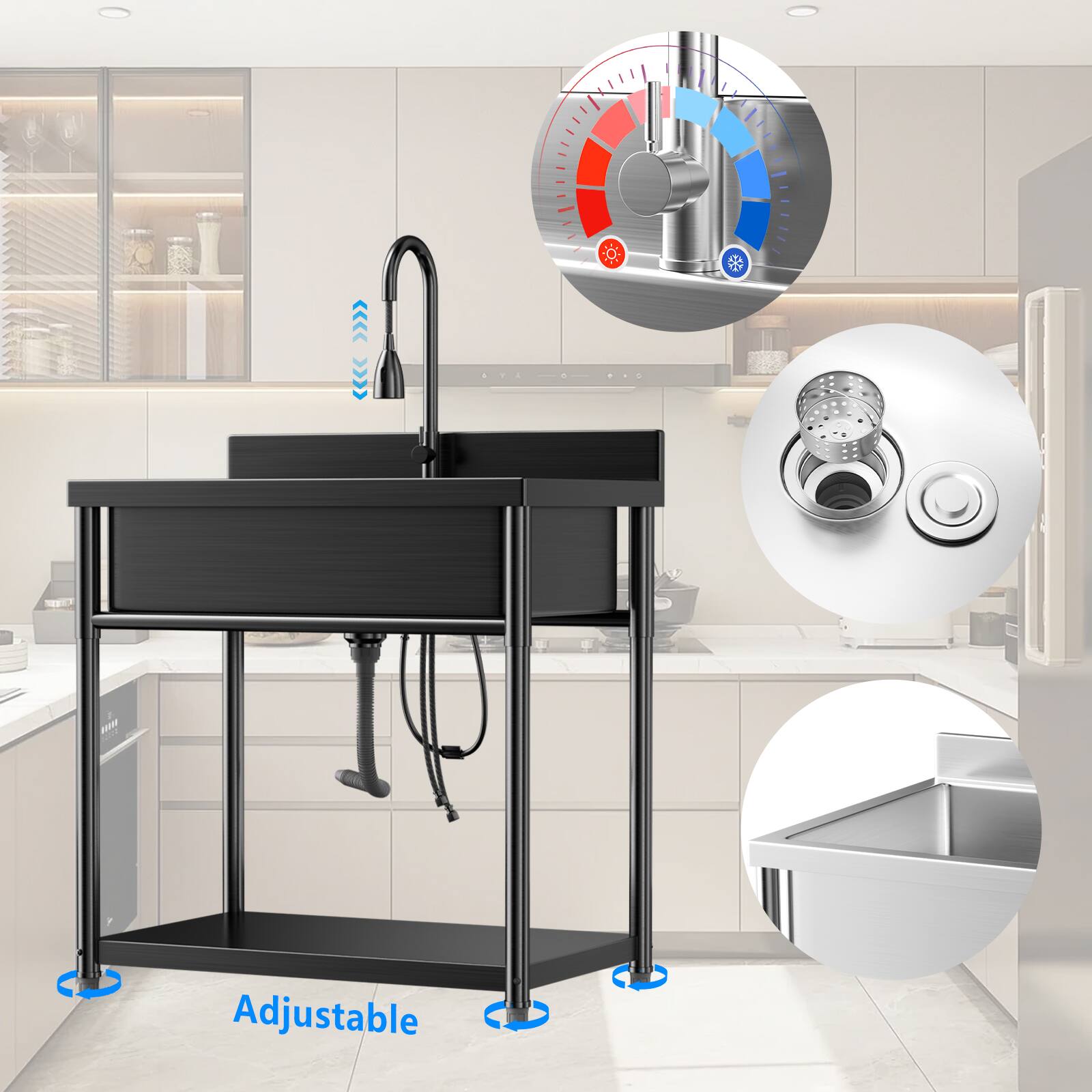 Alt View 5. Circus Cirle - Stainless Steel Utility Sink - black.