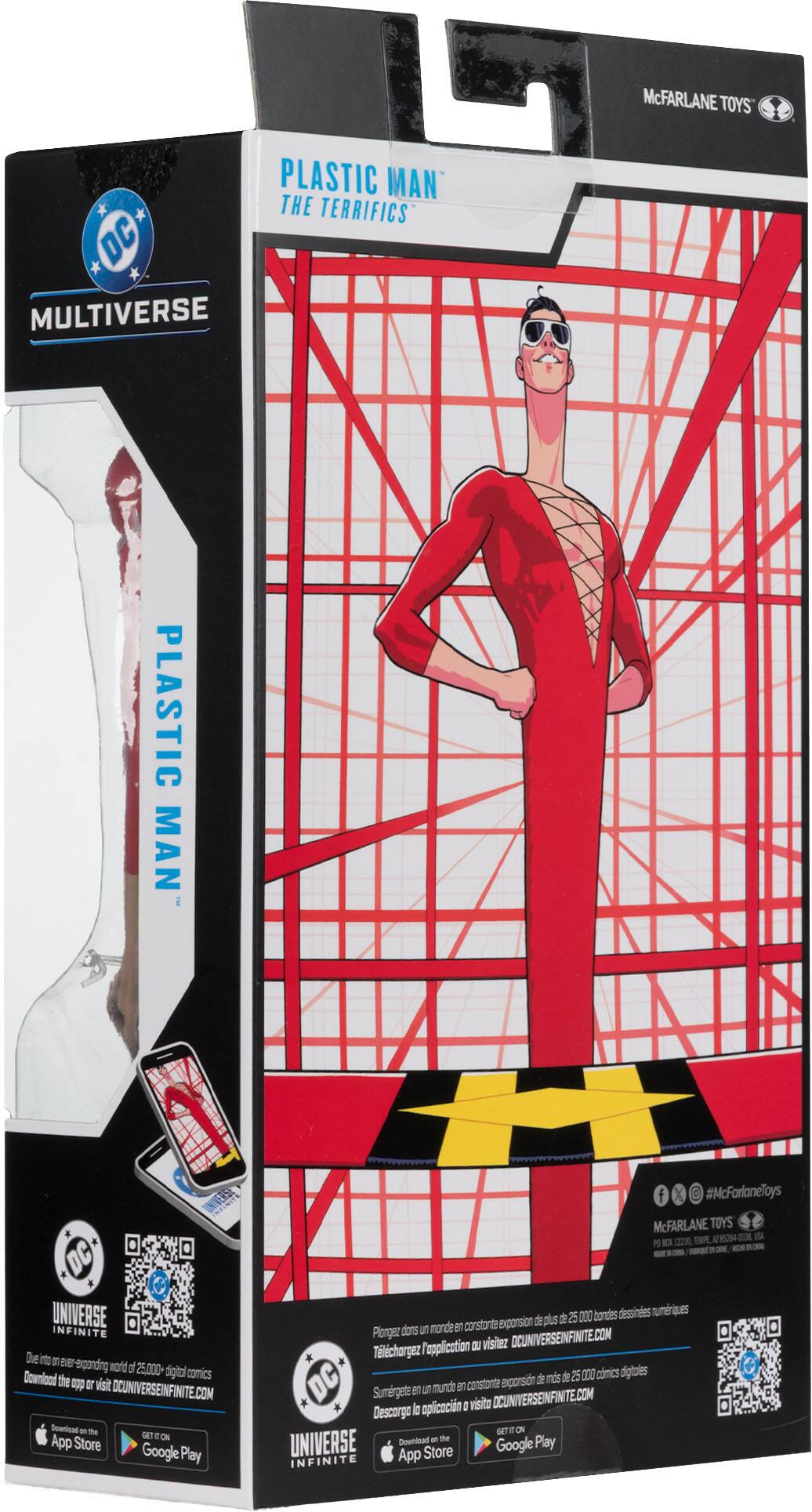 McFARLANE TOYS  
PLASTIC MAN THE TERRIFICS DC MULTIVERSE  
PLASTIC MAN  

DC UNIVERSE INFINITE  
Dive into an expanding world of 25,000+ digital comics  
Download the app or visit DCUNIVERSEINFINITE.COM  
Download - the GET ON App Store Google Play  

f #McFarlaneToys  
McFARLANE TOYS AZ85284-0038, USA 12230, CHA de 25 000 bondes dessines numriques constante exponsion de plus dons un monde en Plorgez OCUNIVERSEINFINITE.COM l'application DU visitez * Tlchargez ms de 25 000 comics digitales DC constante exponsin de Sumergete en un munde en la aplicacin 0 visita DCUNIVERSEINFINITE.COM Descorgo GETIT ON if Download - the UNIVERSE Google Play App Store INFINITE