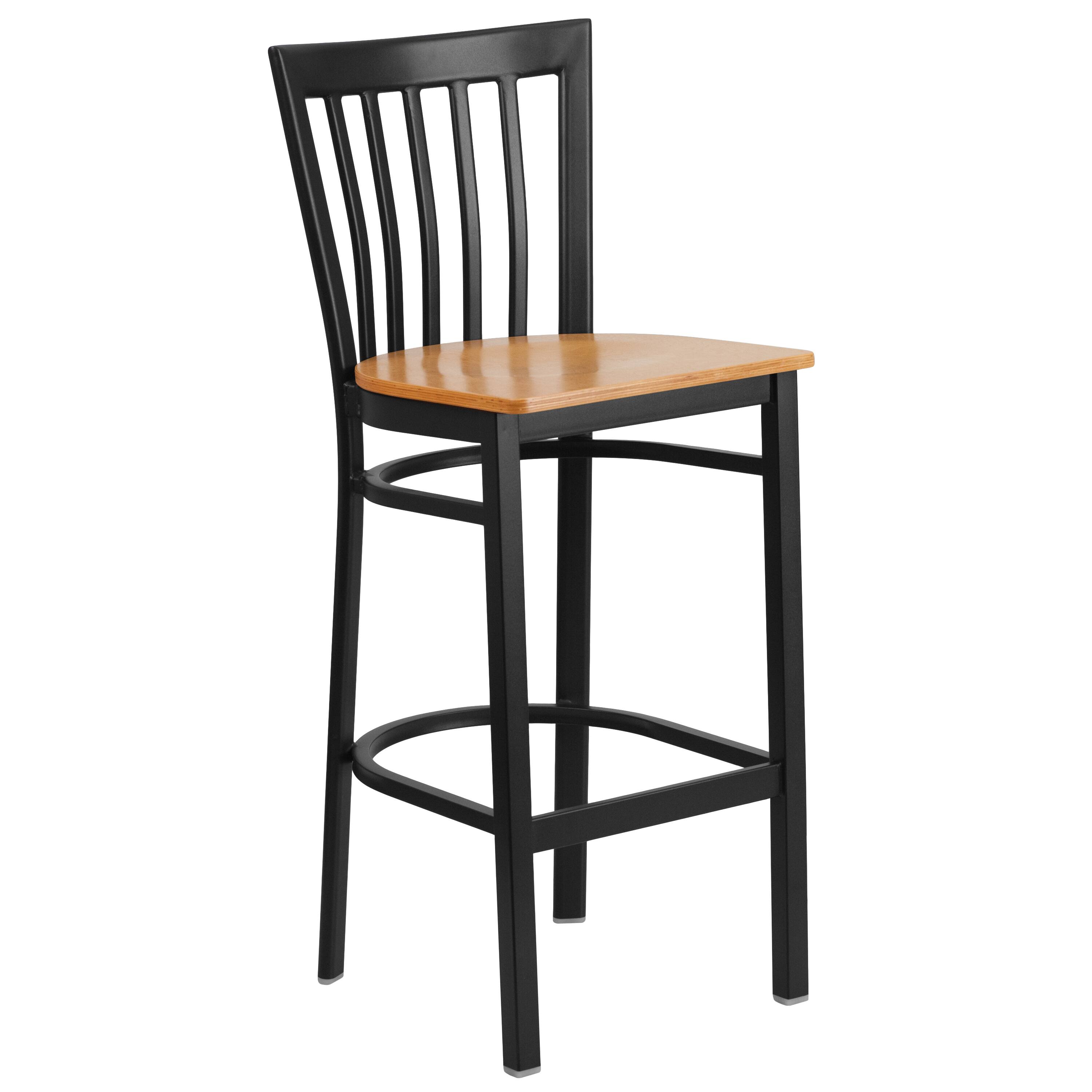 Natural Wood Seat/Black Metal Frame