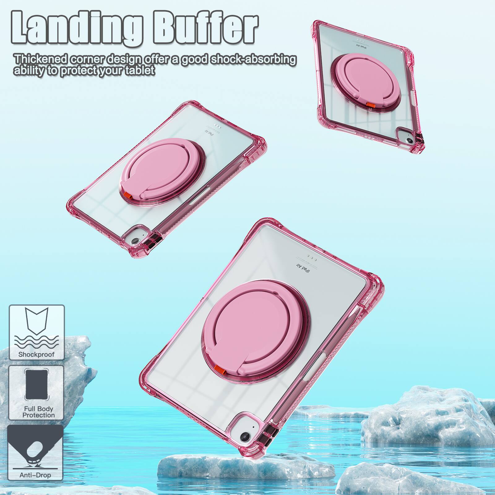 Landing Buffer

Thickened corner design offers a good shock-absorbing ability to protect your tablet

Shockproof Full Body Protection Anti-Drop