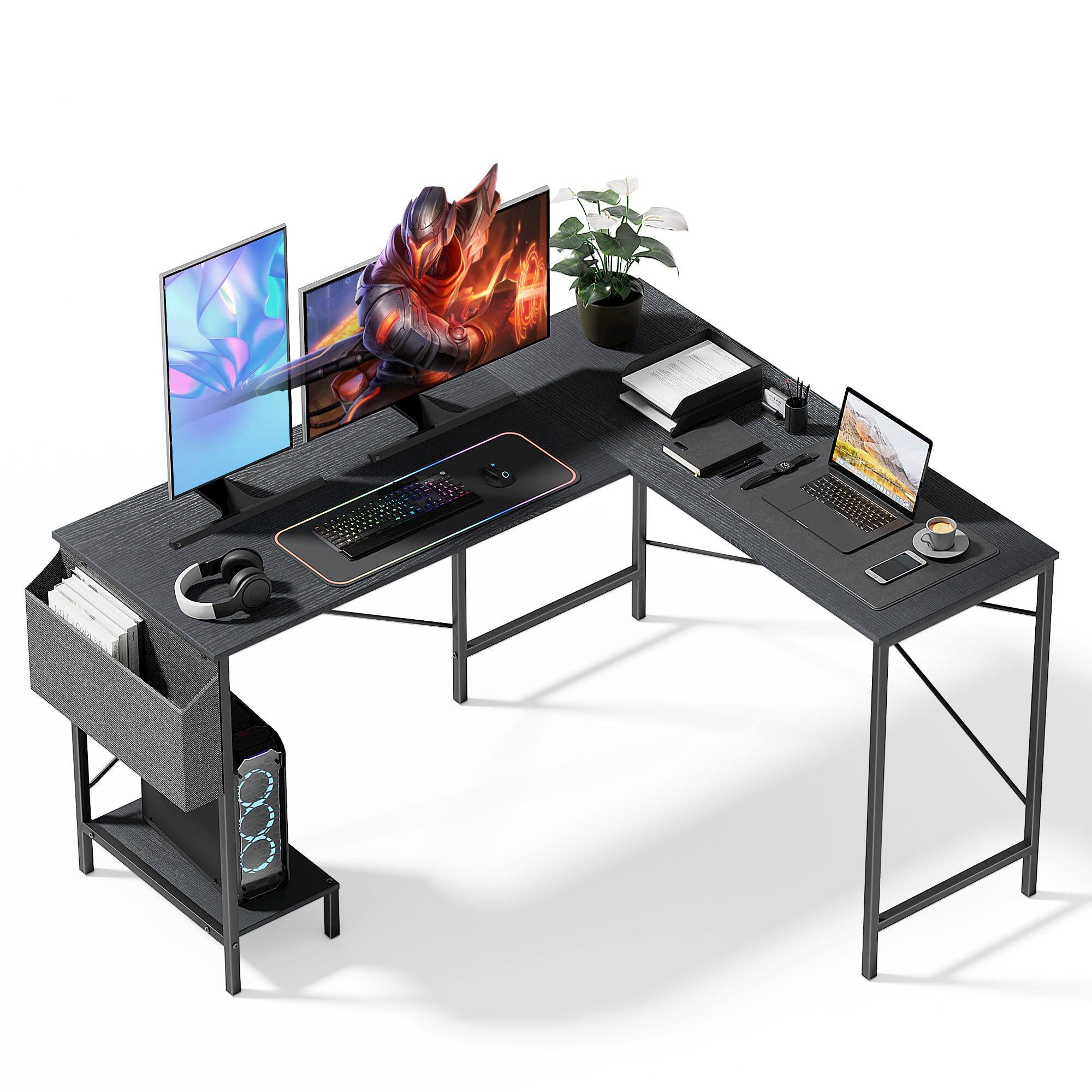 Alt View 2. Hirose Alice - Simple Deluxe L Shaped Desk Gaming Computer nch Reversible Corner Table PC Work Table for Writing Study Stu... - Default.