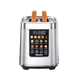 Mecity - Touch Screen Toaster with Automatic Lift & Keep Warm – 2 Slice Smart Toaster, 5 Browning Levels, 8 Bread Programs - Silver