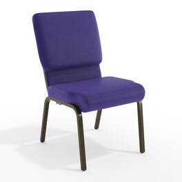 Emma + Oliver - 18.5"W Stacking Church/Reception Guest Chair - Purple Fabric/Gold Vein Frame