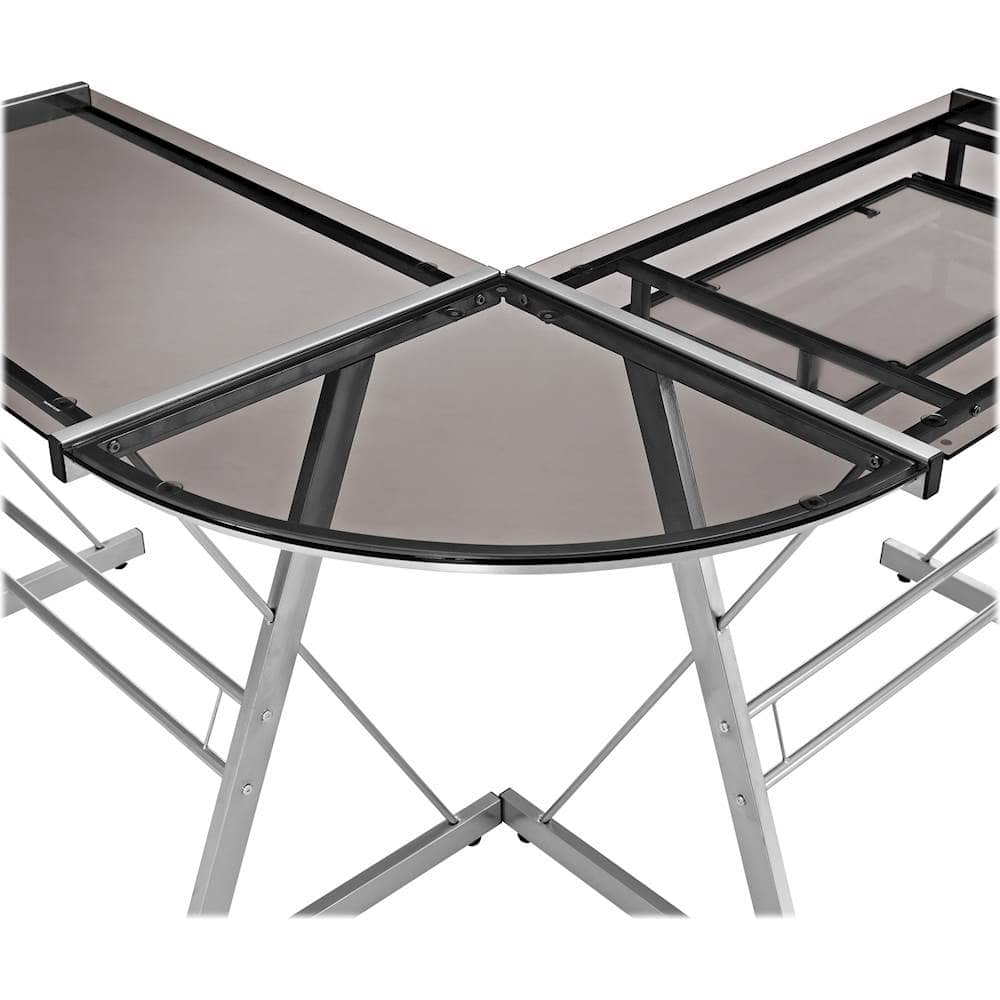 Alt View 12. Walker Edison - L-Shaped Modern Glass Corner Computer Desk - Smoked.