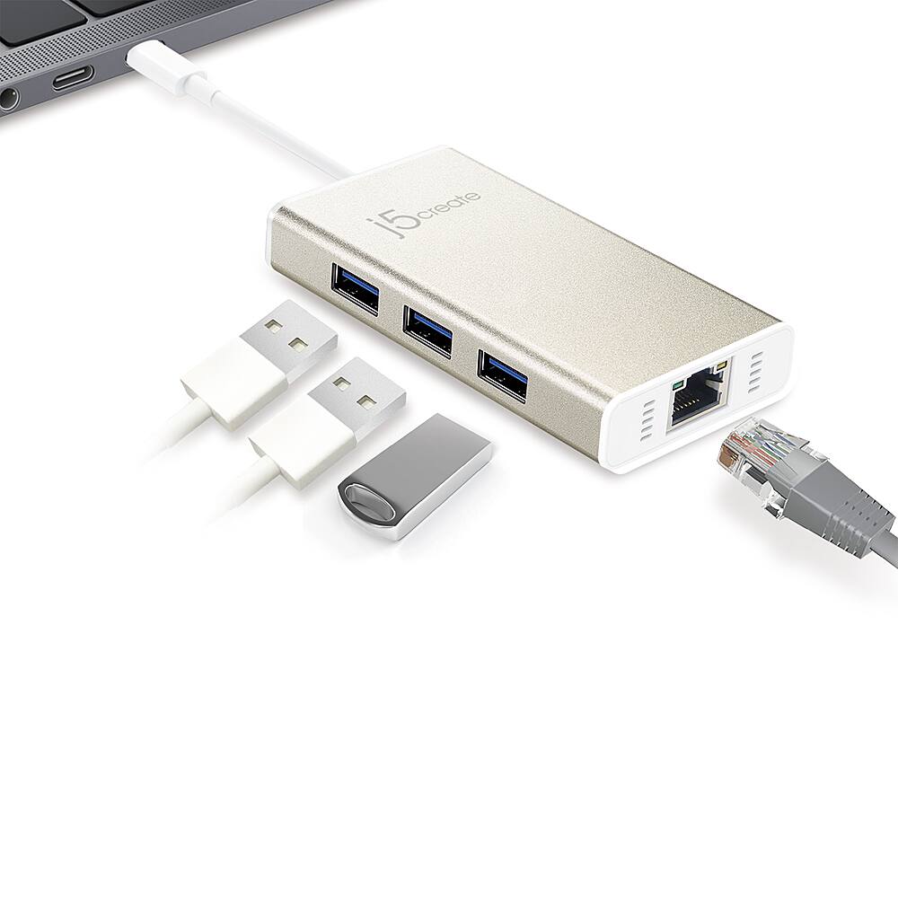 Alt View 11. j5create - USB-C Multi-Adapter Gigabit Ethernet / USB 3.1 HUB - White.