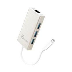 j5create - USB-C Multi-Adapter Gigabit Ethernet / USB 3.1 HUB - White - Front_Zoom