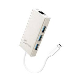 j5create - USB-C Multi-Adapter Gigabit Ethernet / USB 3.1 HUB - White