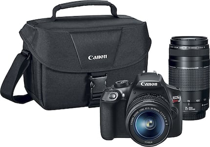Canon - EOS Rebel T6 DSLR Two Lens Kit with EF-S 18-55mm IS II and EF 75-300mm III lens - Black - Larger Front