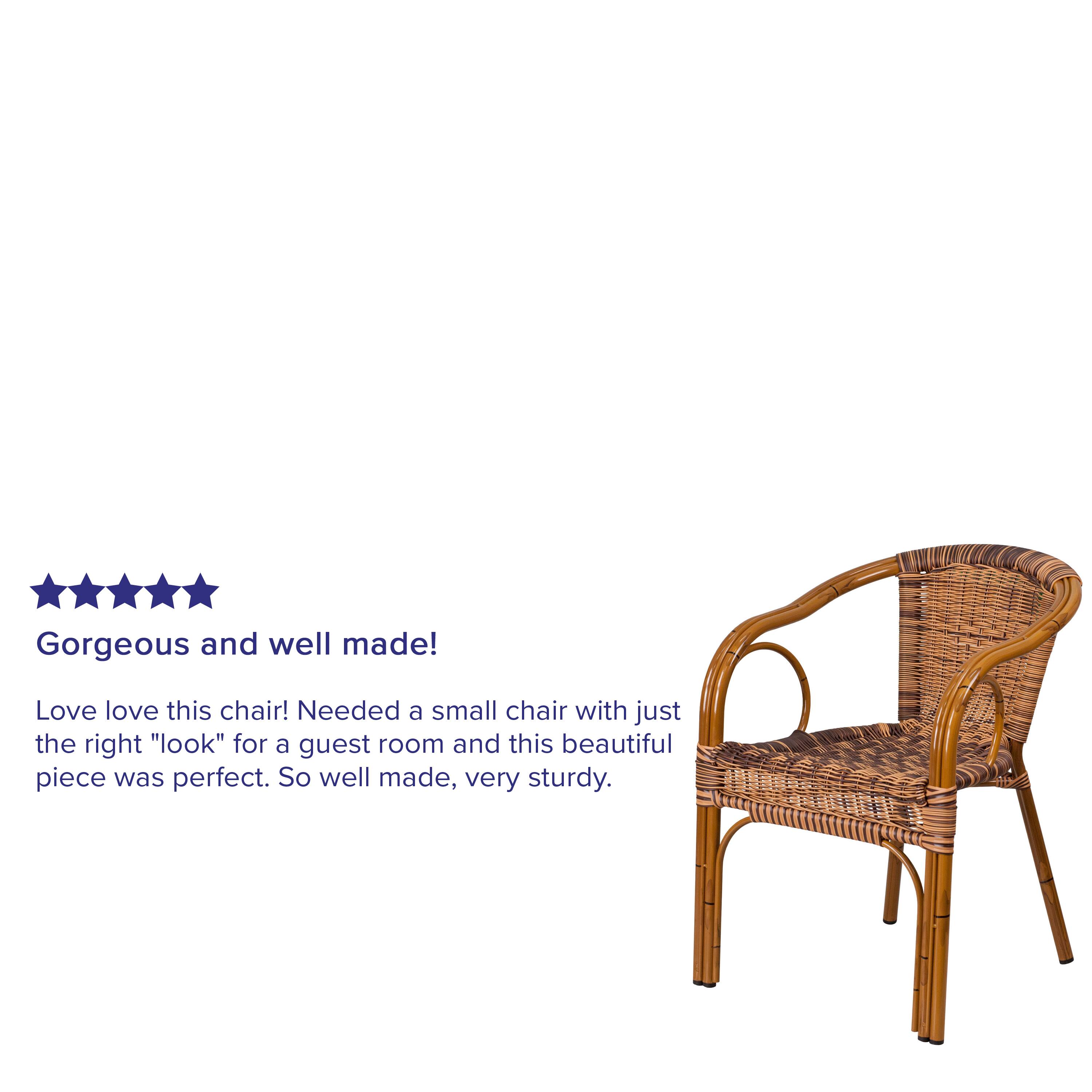 Gorgeous and well made!  
Love love this chair! Needed a small chair with just the right "look" for a guest room and this beautiful piece was perfect. So well made, very sturdy.