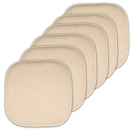 Sweet Home Collection - Honeycomb Memory Foam No Slip Back 16" x 16" Chair Pad Cushion, 6-Pack - Linen