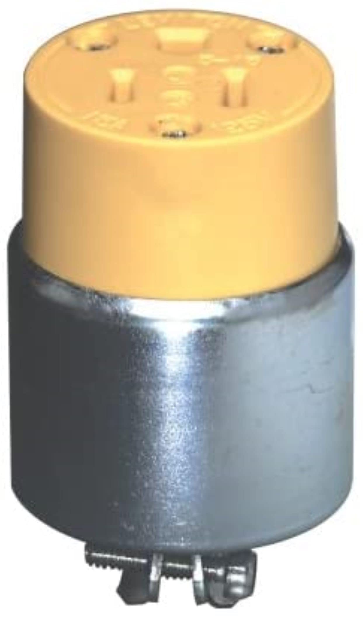 Angle. Leviton - 000-515CA-6pk 15A 125V NEMA 5-15R EPTR Rubber-Backed Straight Connector, Pack of 6 - White.