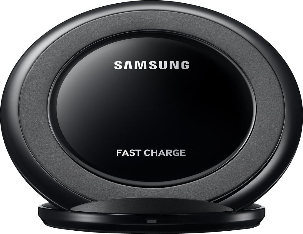 Front. Samsung - Fast Charge 9W Qi Certified Wireless Charging Pad for Android - Black Sapphire.