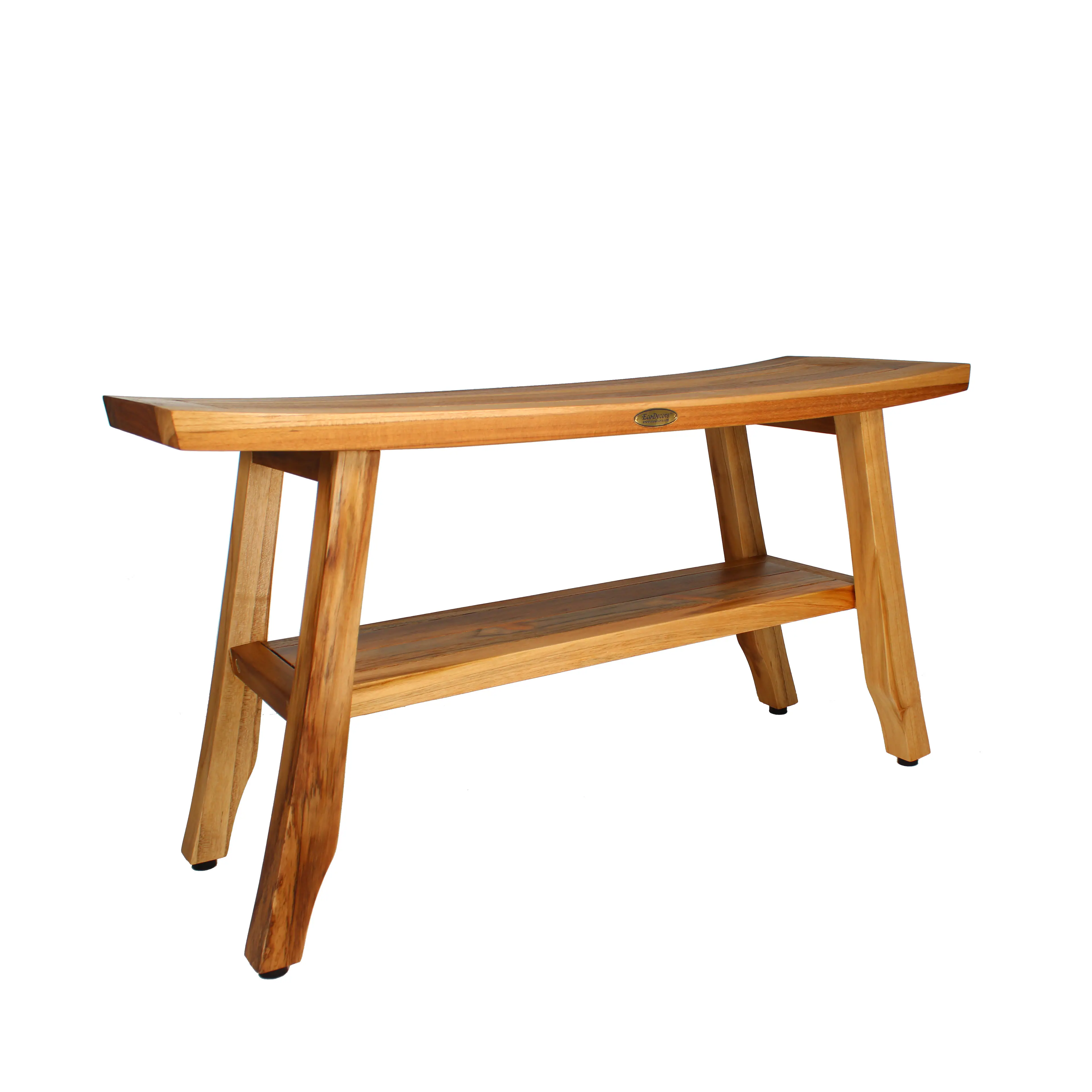 Angle. EcoDecors - EcoDecors 34 Inch Satori Natural Teak Waterproof Teak Wood Shower Bench - EarthyTeak.