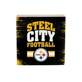 Evergreen Enterprises - Pittsburgh Steelers 6" Square Fan Chant Wood Block Shelf Sign - Multicolor