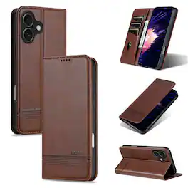 UUCOVER - Wallet Case for Apple iPhone 17,PU Leather Wallet Folio Case with Card Slots Shockproof Kickstand Cover - Brown