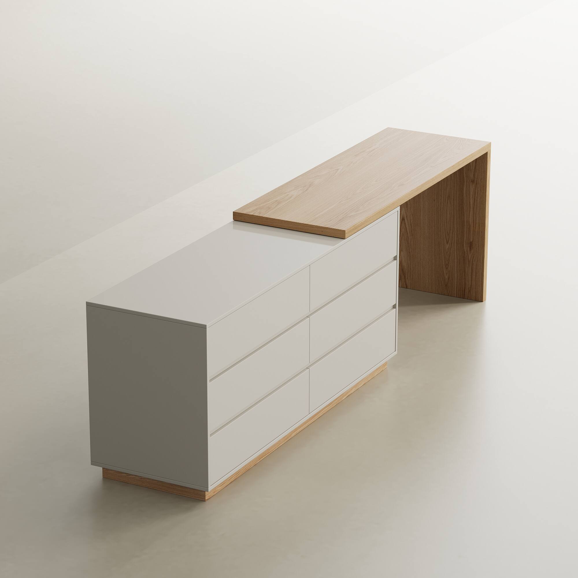 Alt View 4. luck idea - Retractable Desk, Dressing Table, Storage Cabinet - Natural wood color.