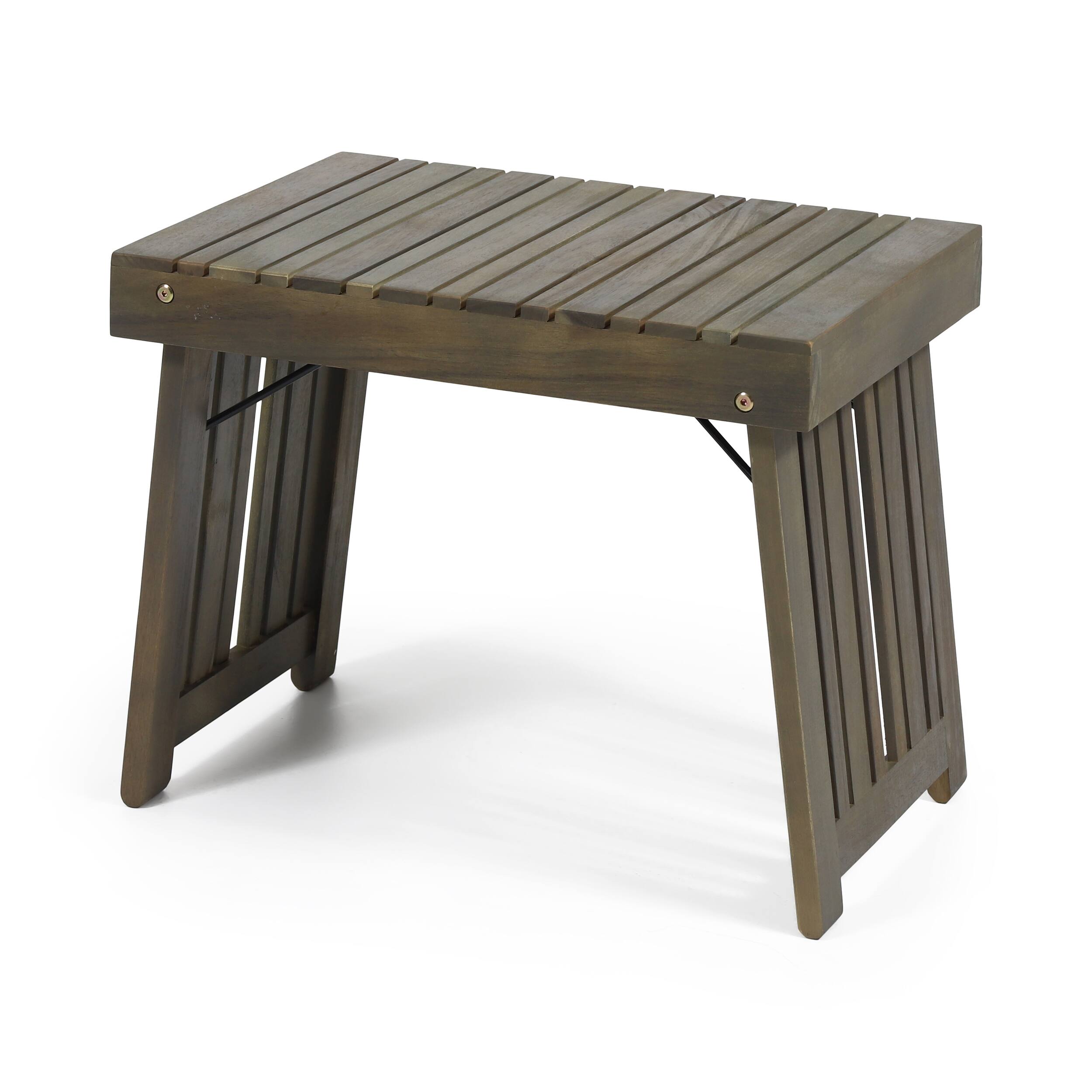 Alt View 1. APRILSOUL - Temptation Outdoor Foldable Side Table with Slat Design Grey - gray.
