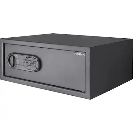 Angle. Barska - 1.2 Cu. Ft Digital Keypad Safe-LED Interior Light, Extra-Wide for Laptops, Silent Mode, Steel Security Safe - Black.