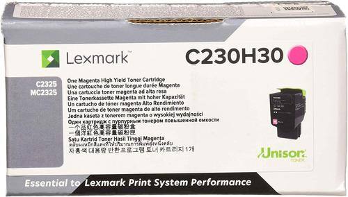 Lexmark C230H30, One Magenta High Yield Toner Cartridge, C2325, Une cartouche de toner longue durée Magenta, MC2325, Una cartuccia toner magenta ad alta resa, Eine Tonerkassette Magenta mit hoher Kapazitt, Un cartucho de toner magenta Alto Rendimiento, Um cartucho de toner magenta de alto rendimento, Jedna kaseta Z tonerem magenta o wysokiej wydajności, Satu Kartrid Toner Hasil Tinggi Magenta, Unison, Essential to Lexmark Print System Performance