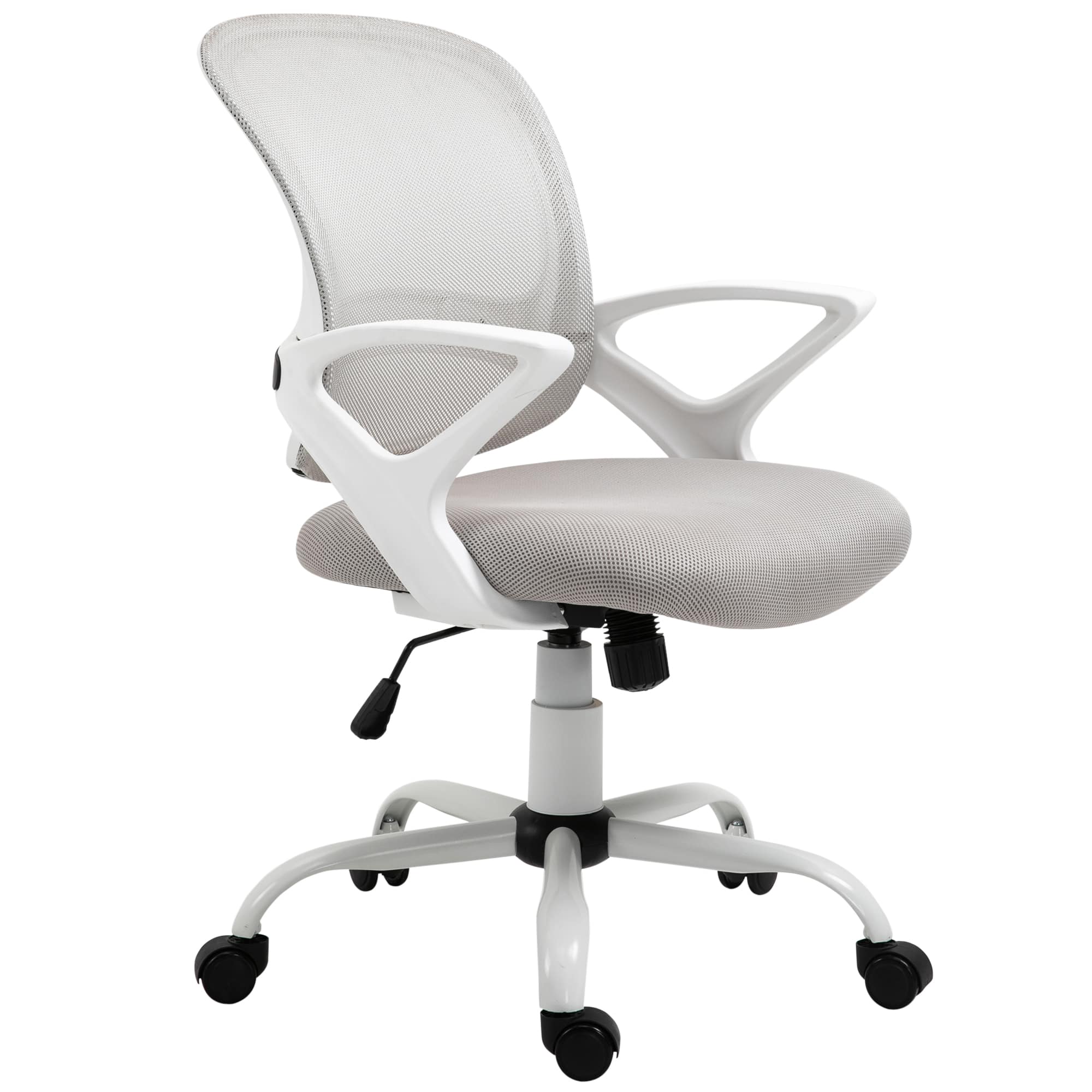 Homcom - Mid Back Computer Desk Chair, Ergonomic Mesh Office Chair with Rocking Function - Gray