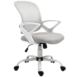 Homcom - Mid Back Computer Desk Chair, Ergonomic Mesh Office Chair with Rocking Function - Gray
