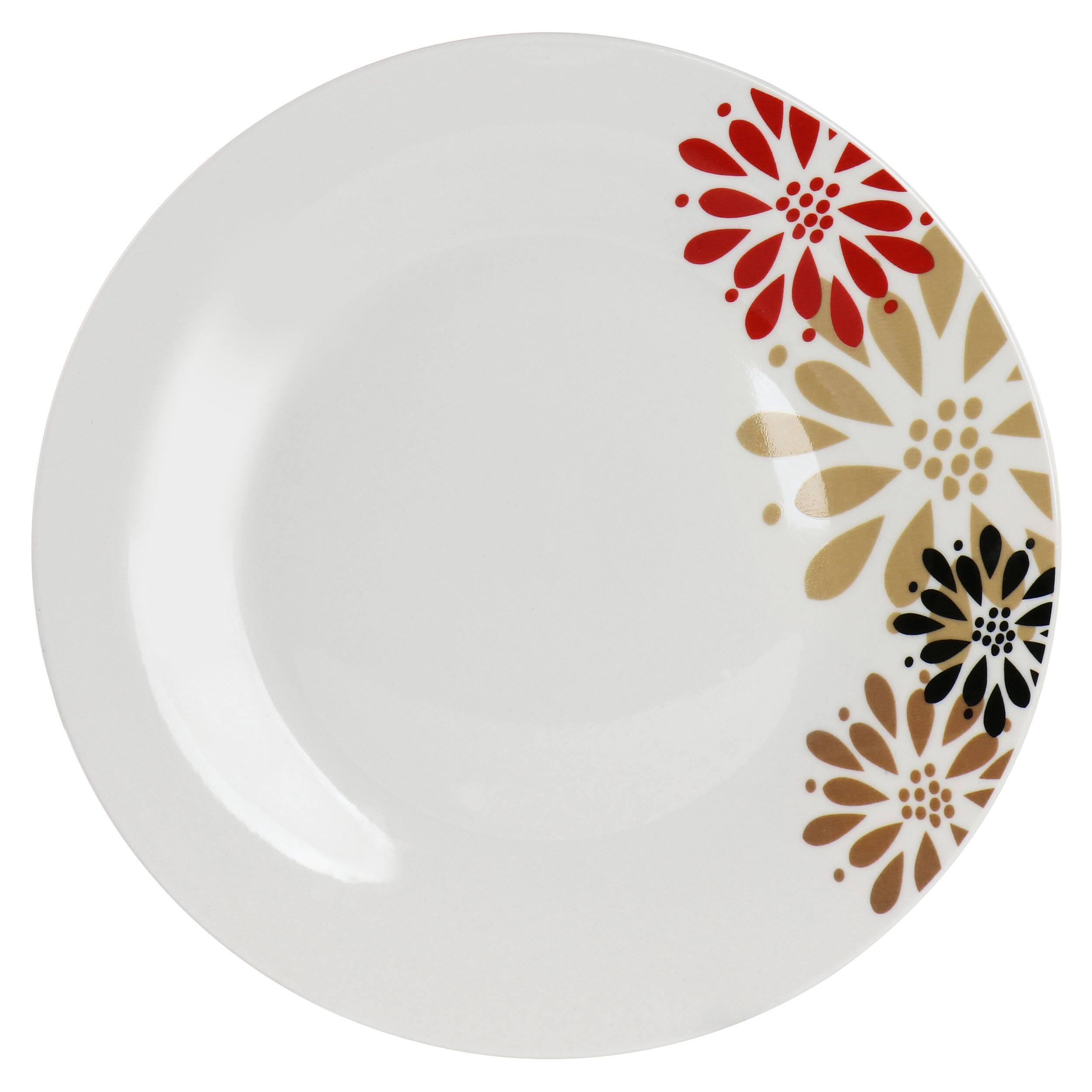 Alt View 3. Gibson - Gibson Everyday Osaka Blossom Fine Ceramic 12 Piece Dinnerware Combo Set - White with floral accents.