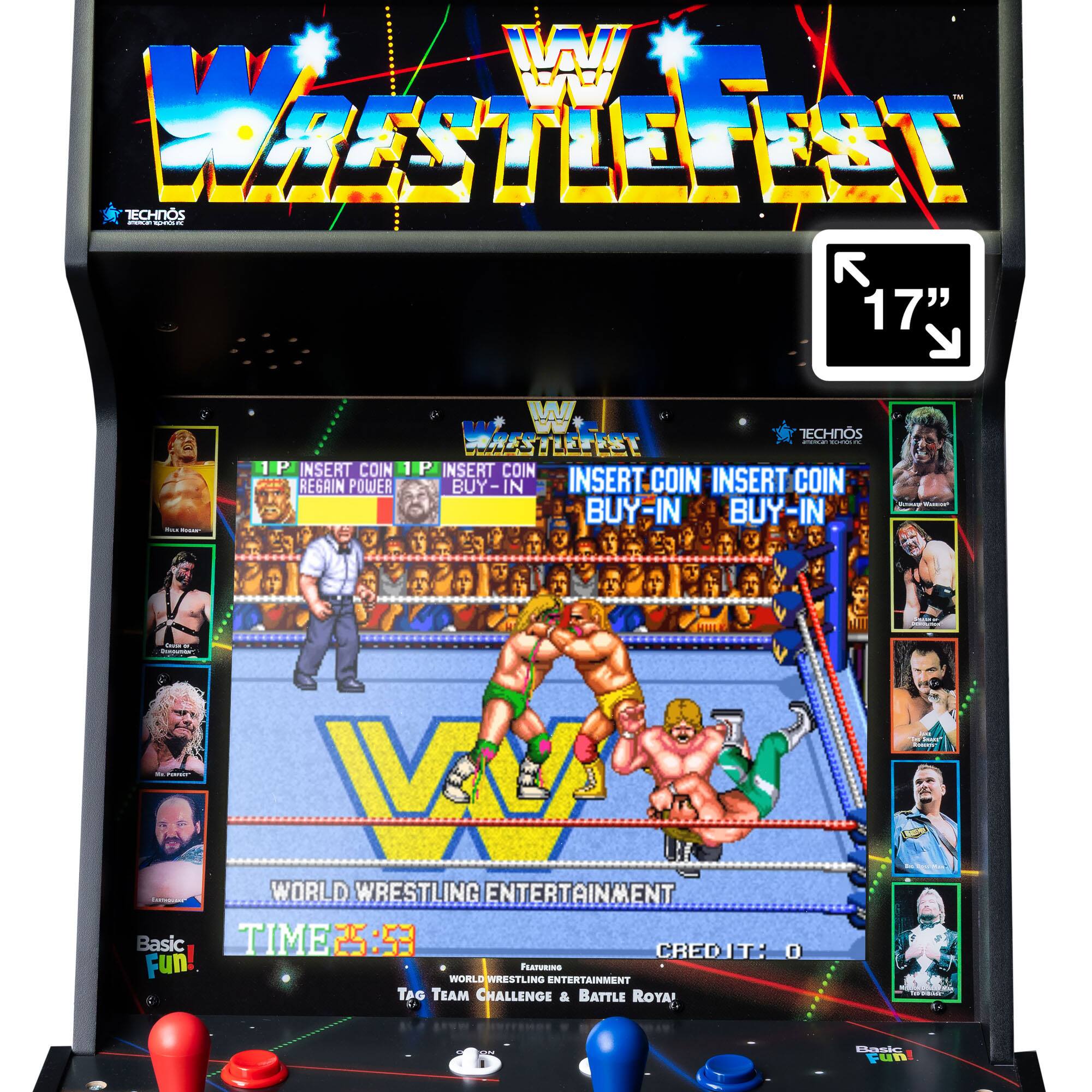 **Wrestle Fest**

**Technos**

**17"**

**Insert Coin Regain Power**

**Insert Coin Buy-In**

**Insert Coin Buy-In**

**Insert Coin Buy-In**

**Basic Fun**

**Time 25:53**

**Credit: 0**

**World Wrestling Entertainment**

**Tag Team Challenge & Battle Royal!**

**Features:**

- World Wrestling Entertainment
- Tag Team Challenge
- Battle Royal

**Characters:**

- Hulk Hogan
- Macho Man Randy Savage
- The Undertaker
- The Rock
- Stone Cold Steve Austin
- The Rock 'n' Roll Express
- The Ultimate Warrior
- The Miz
- The Rock
- The Rock
- The Rock
- The Rock
- The Rock
- The Rock
- The Rock
- The Rock