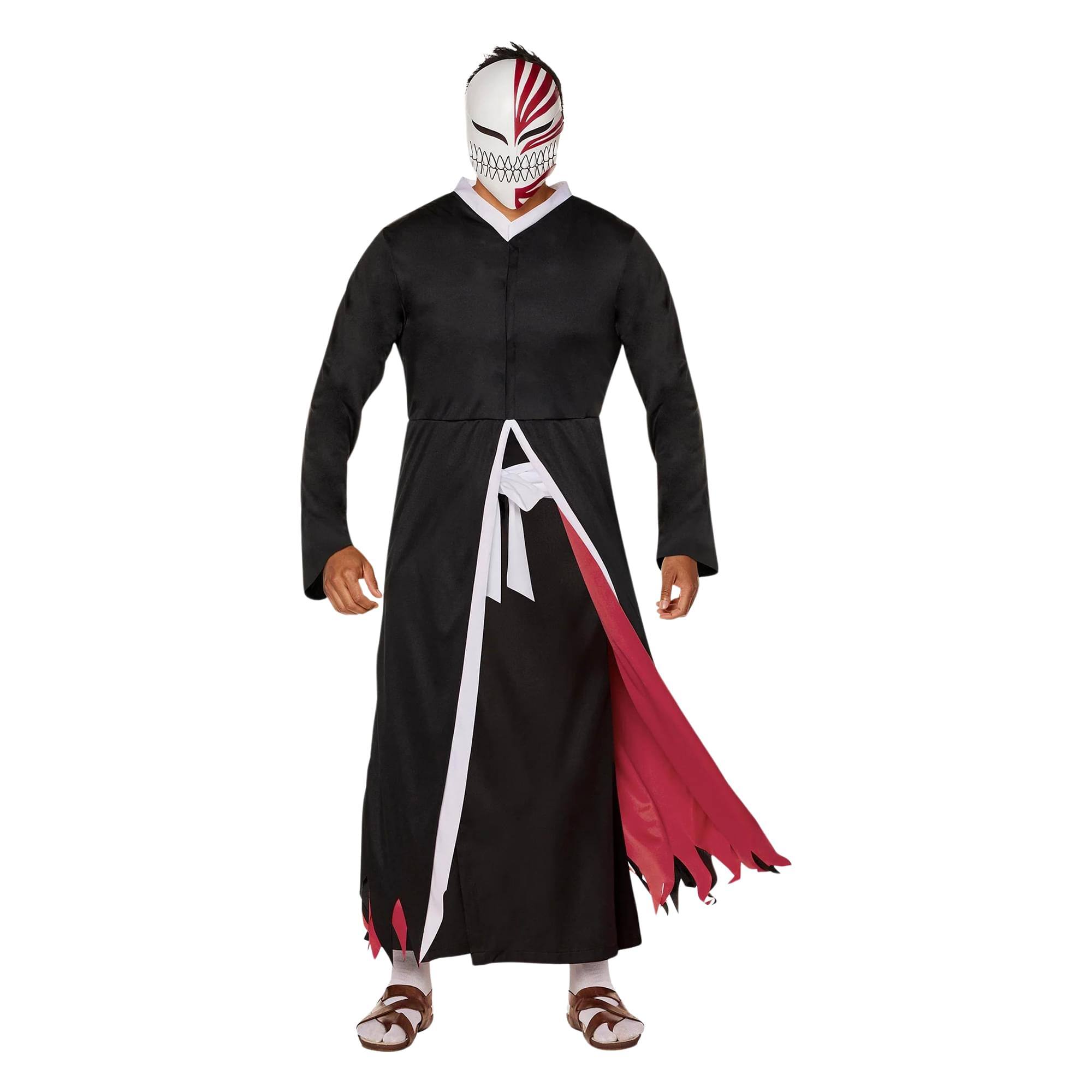 Front. InSpirit Designs - Bleach Ichingo Robe With Mask Adult Costume | Medium - Black.