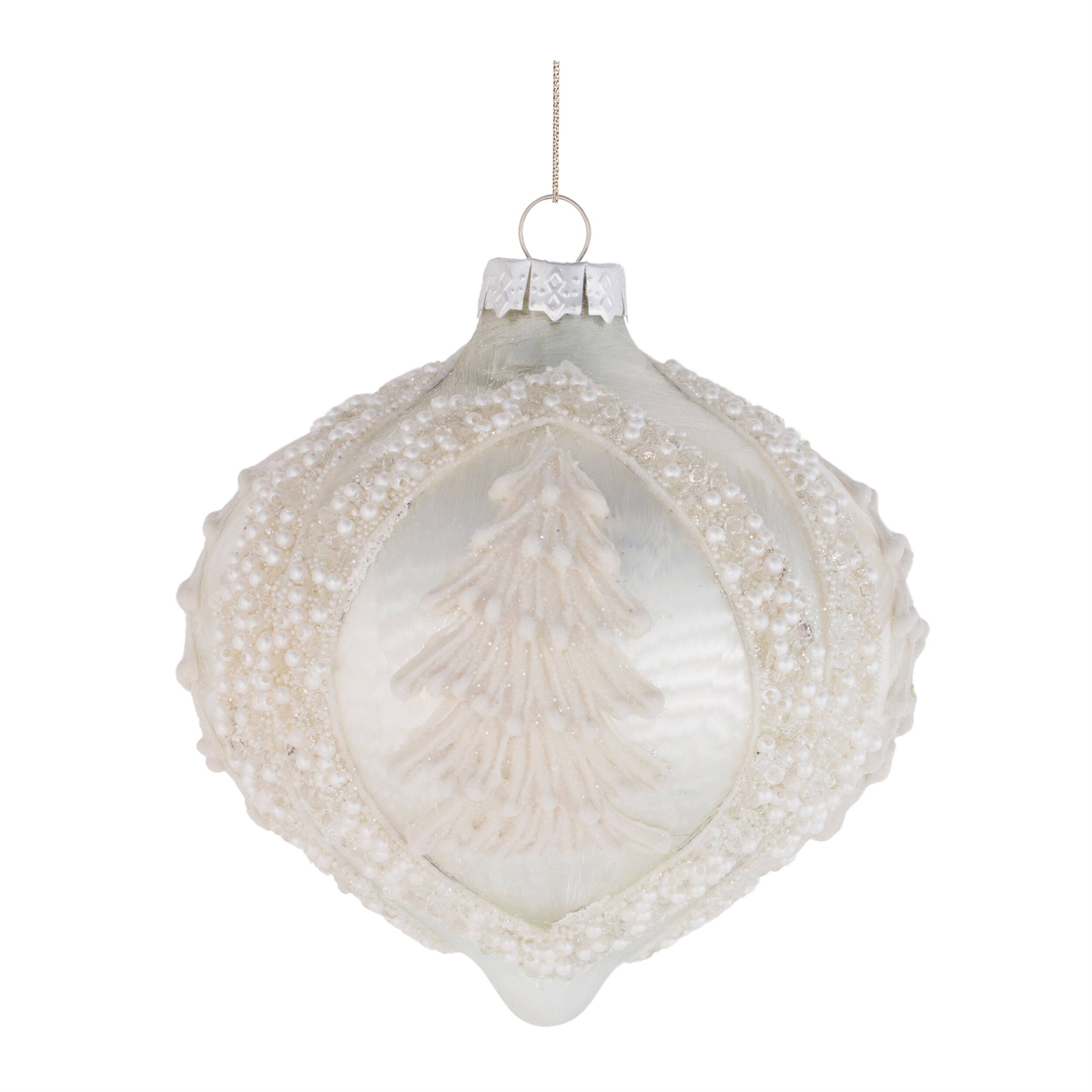 Back. BreeBe - Glamorous Onion Ornament (Set of 6) - Silver, White.