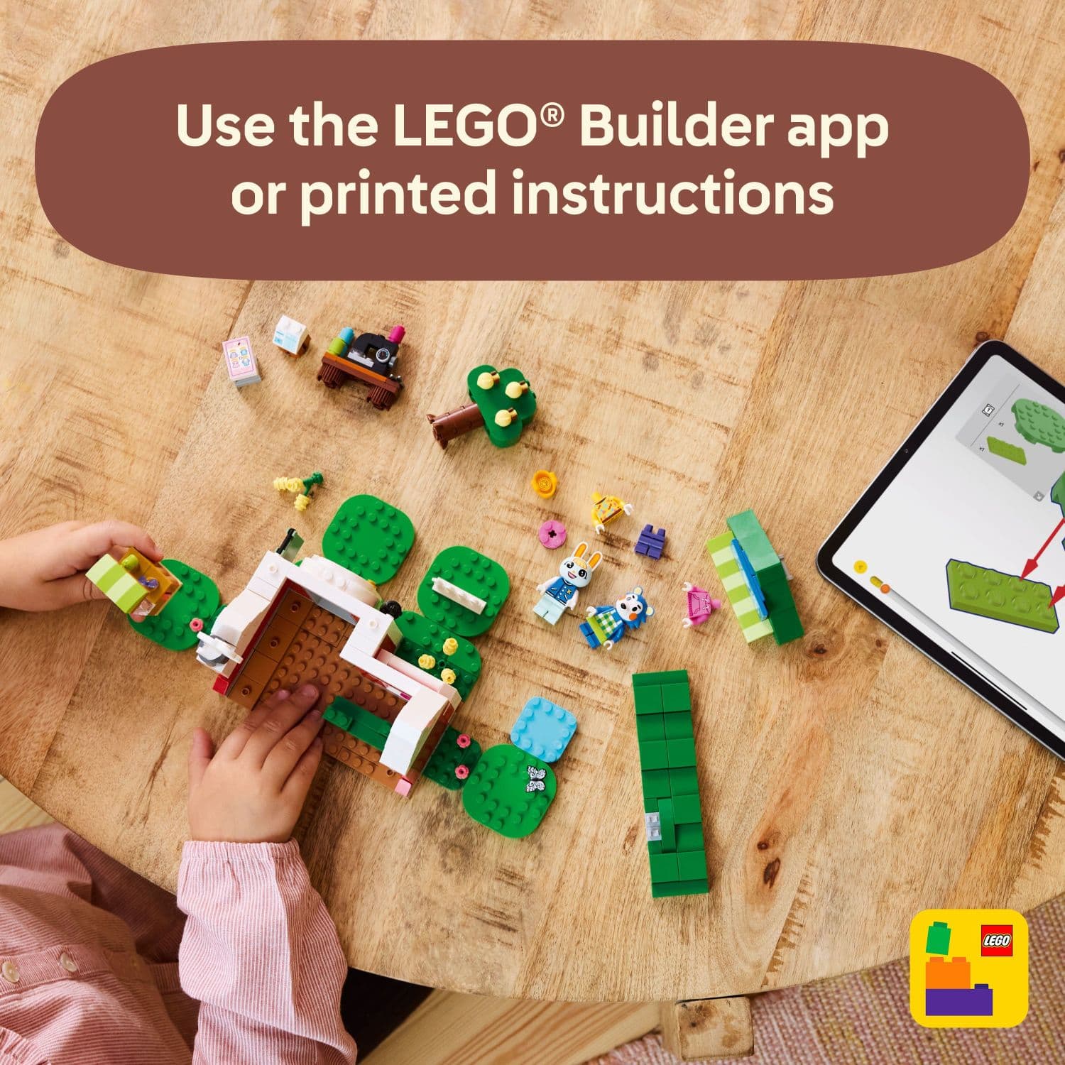 Use the LEGO Builder app or printed instructions to build a LEGO set.