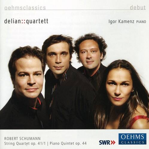 oehmsclassics  
debut  
delian::quartett  
Igor Kamenz PIANO  

ROBERT SCHUMANN  
String Quartet op. 41/1 | Piano Quintet op. 44  

SWR  
OEHMS CLASSICS