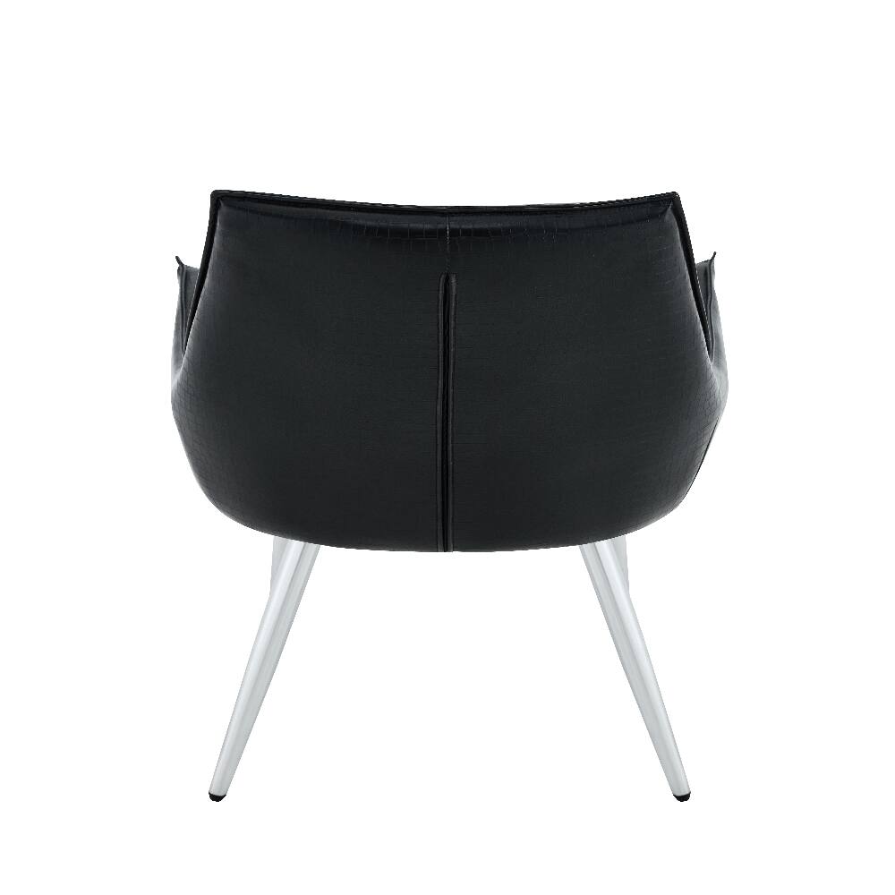 Alt View 10. Loheer - Loheer Crocodile Pattern Accent Chair Set of 2 Black PU Leather Dining Chair Diamond Tufted Chrome Legs - Black.