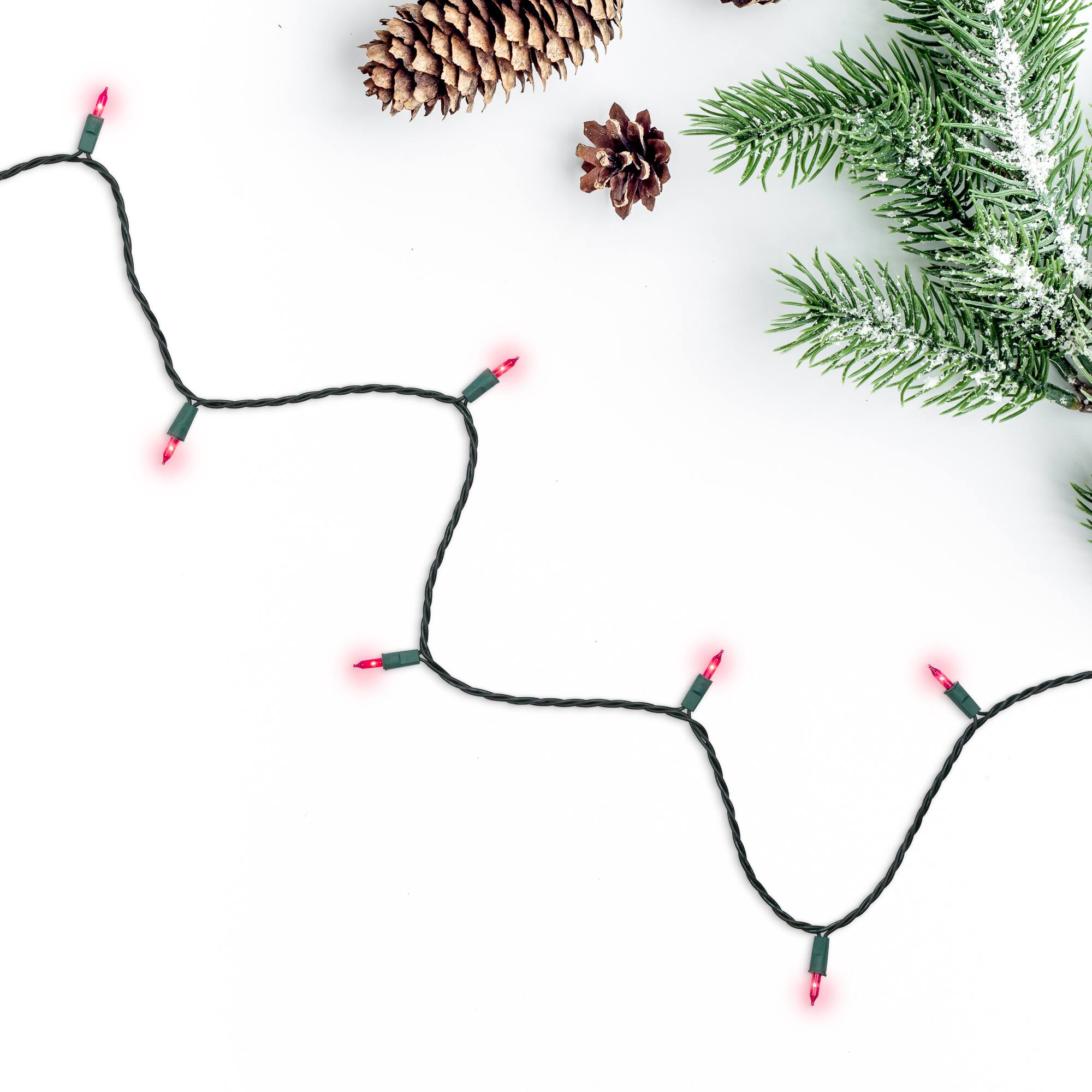 Alt View 1. GKI/Bethlehem Lighting - Perm-O-Snap Mini Christmas Lights - Pink - 24.75 ft Green Wire - 50ct - Pink.