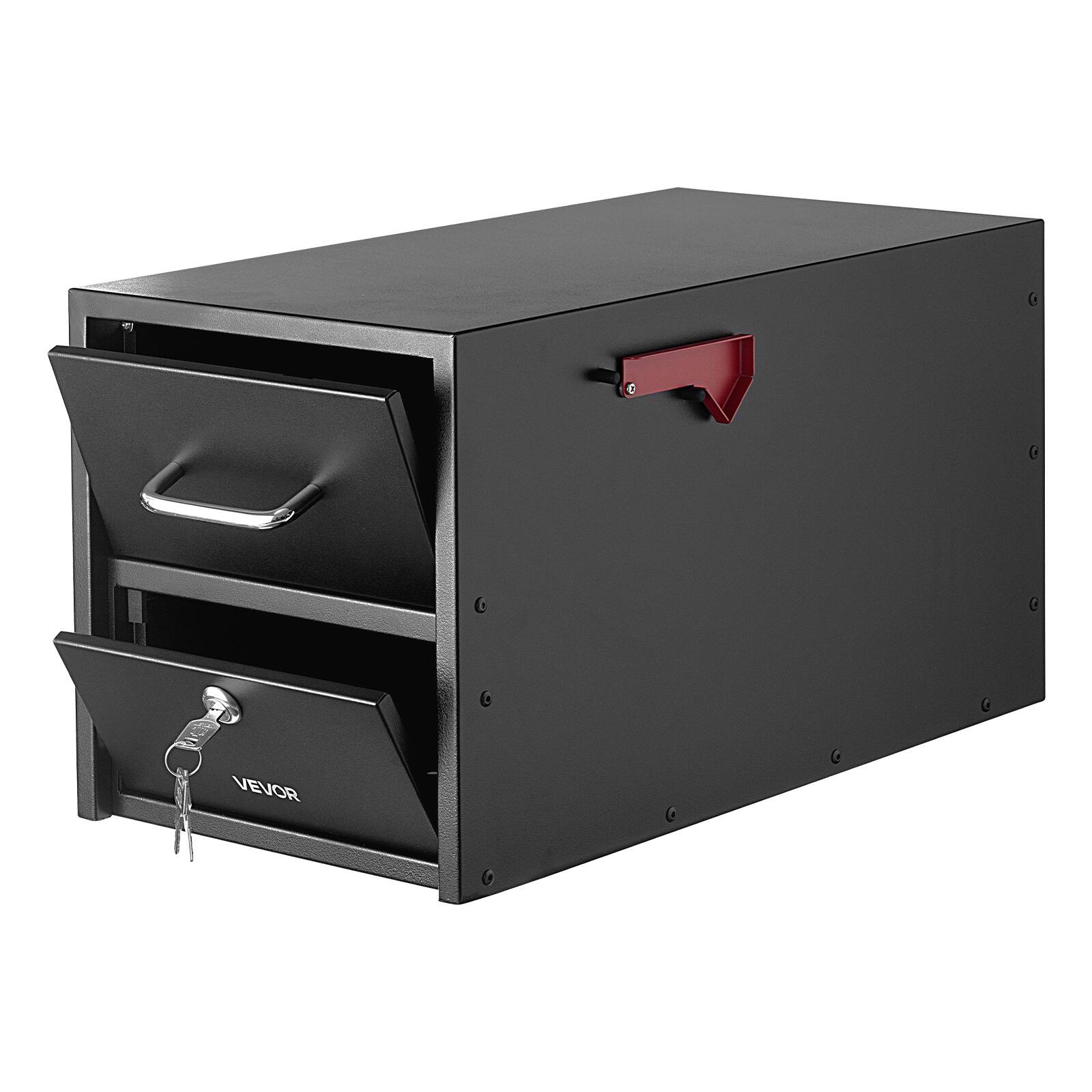 Front. VEVOR - Post Mount Mailbox, Anti-Pry & Anti-Theft Mailboxes for Outside, Heavy Duty Lockable Mail Box with Magnetic Door - Black.