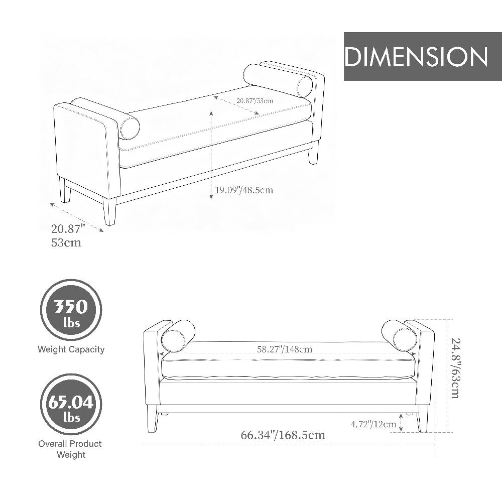 DIMENSION

20.87"/53cm  
19.09"/48.5cm  
20.87" 53cm  
350 lbs Weight Capacity  
65.04 lbs Overall Product Weight  
58.27"/148cm  
4.72"/12cm  
66.34"/168.5cm  
24.8"/63cm