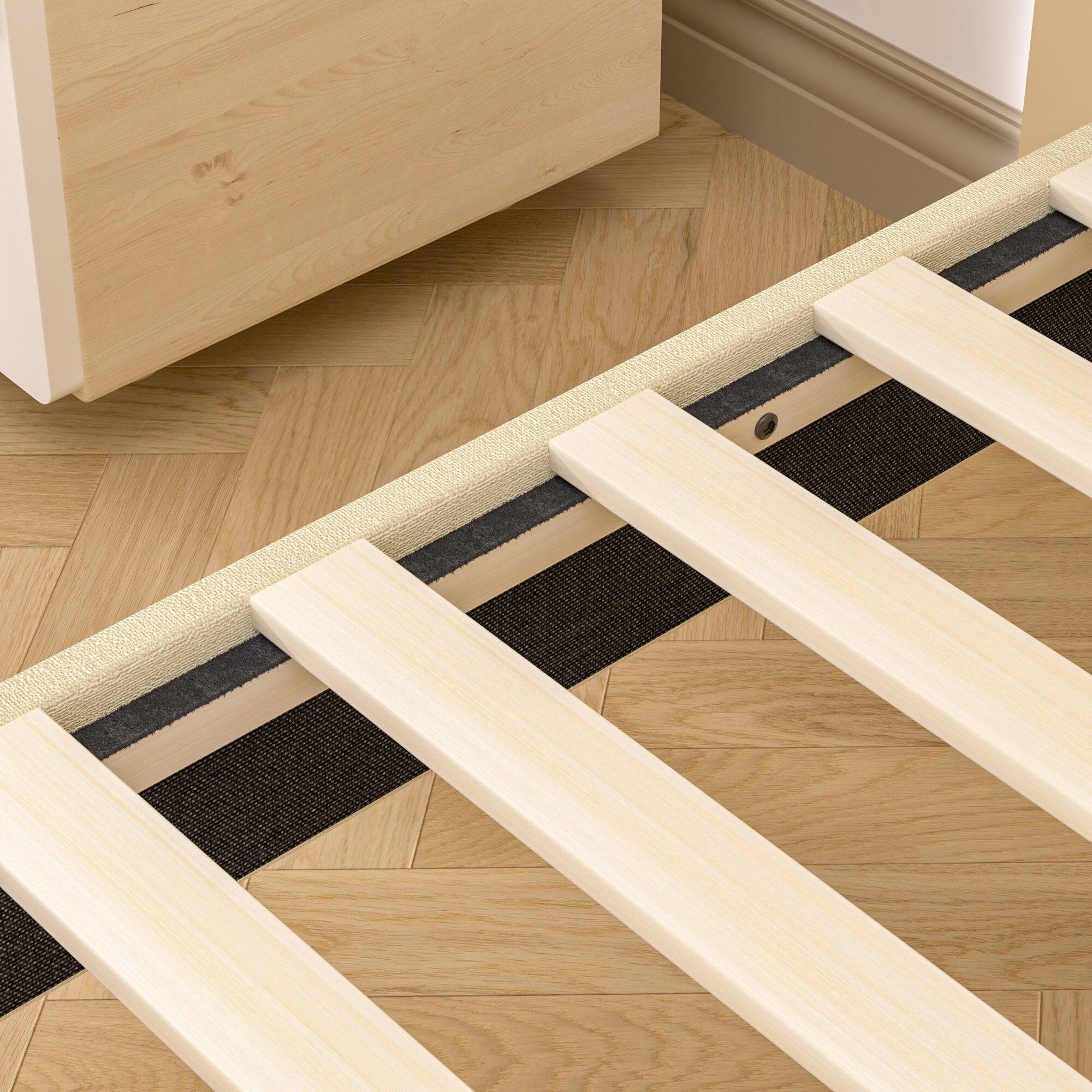 Left. Vecelo - Queen Size Bed Frame with Button Tufted Headboard,Upholstered Platform Bedframe with Wood Slat Support - Beige.