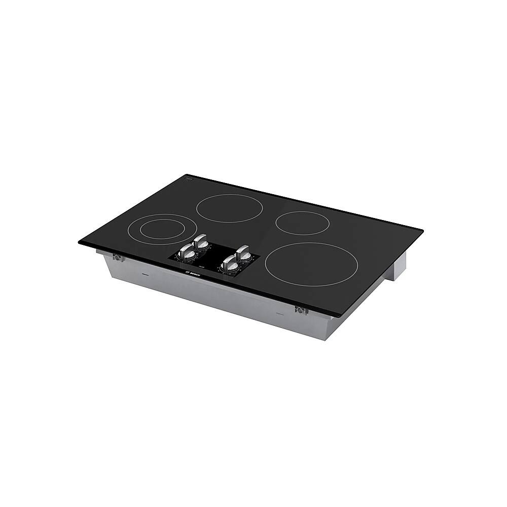 Left. Bosch - 500 Series 30" Built-In Electric Cooktop with 4 elements - Black.