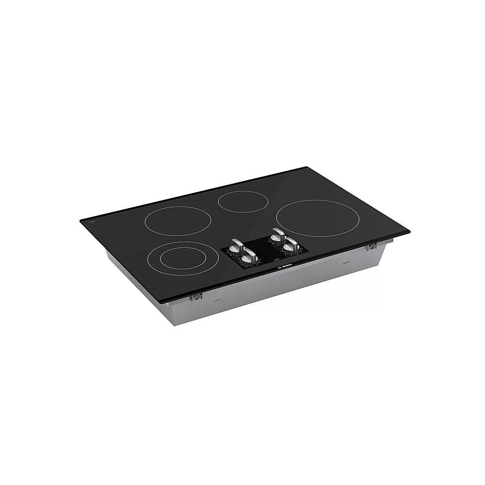 Angle. Bosch - 500 Series 30" Built-In Electric Cooktop with 4 elements - Black.
