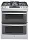 GE - Profile Series 6.8 Cu. Ft. Self-Cleaning Slide-In Double Oven Gas Convection Range - Stainless steel-Front_Standard