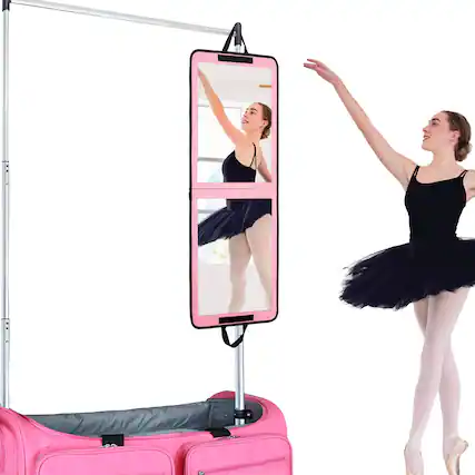 Front. Skar Audio - Foldable Portable Full Length For Camping Travel Dancers 32x13 Inch Hanging Dance Body Perfect Gift This - Pink 33"L x 13"W.