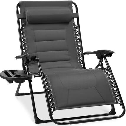 Front. Best Choice Products - Best Choice Products Oversized Padded Zero Gravity Chair, Folding Outdoor Patio Recliner w/ Side Tray - Gray - Gray.