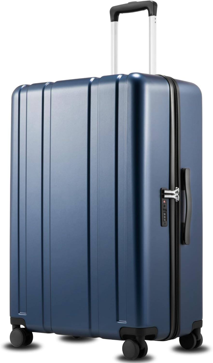 LUGGEX - 28 Inch Large Checked Suitcase, 105L Capacity PC Hard Shell Luggage with 360° Spinner Wheels - L2NX - Blue price history on PriceWatchPro
