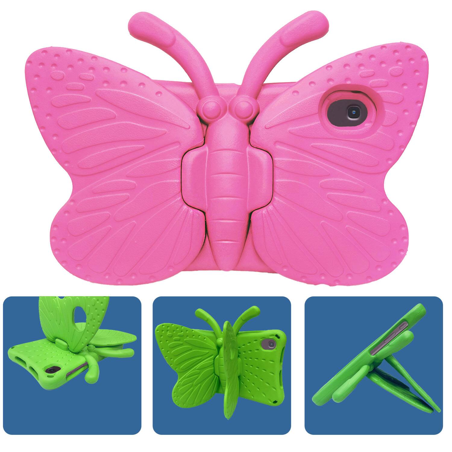Back. Dteck - For Samsung Galaxy Tab A9 2023 8.7-inch Kid Case Butterfly Kickstand Light EVA Full Body Drop Protective Cover - Rose.